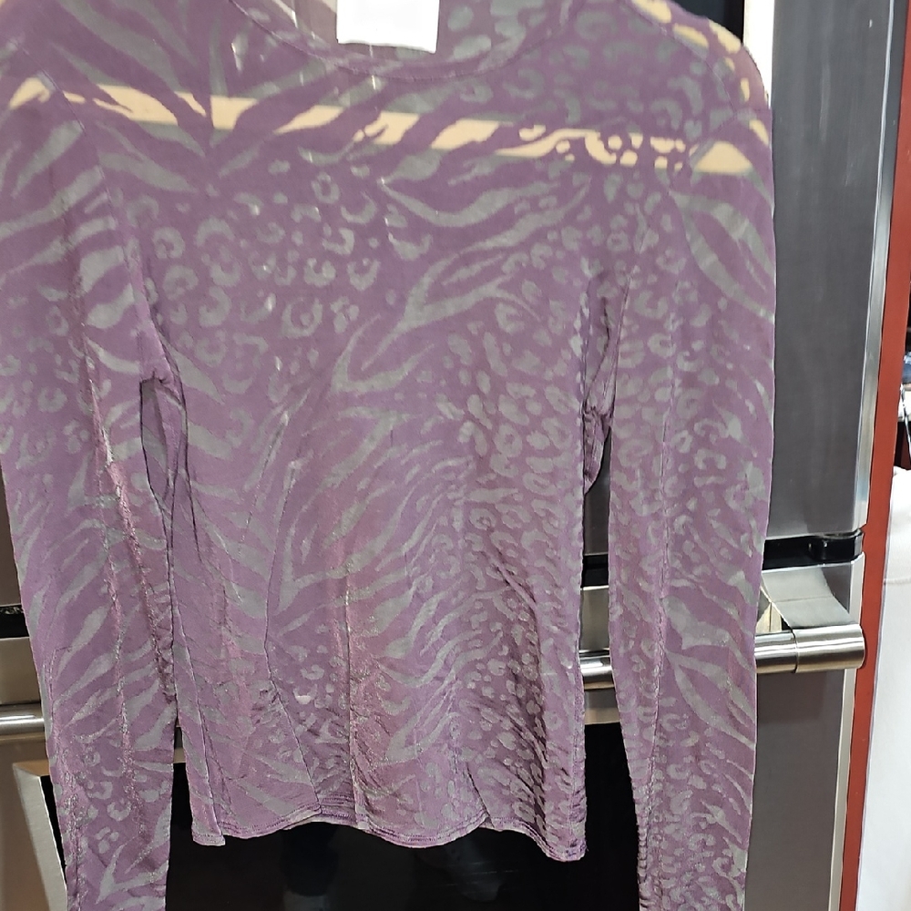 Chic Lavender Patterned Long Sleeve Top